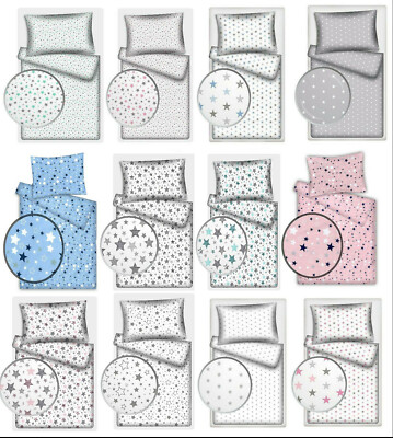 Kinderbettwäsche 100x135 40x60 Baumwolle Sterne Sternchen Grau Weiß Jungen Mädch