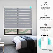 Changshade Smart Blackout Zebra Roller Blinds Work with Alexa Phone Control