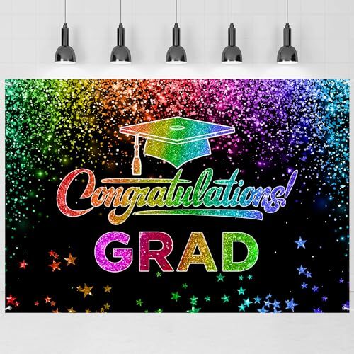 Congratulations Grad Graduation Backdrop Banner, Graduation Prom Photography ...