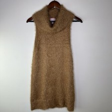 Show Me Your Mumu Sweater Dress Large Fauna Turtleneck Sleeveless Tan Cognac S