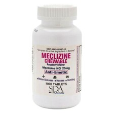 SDA Labs Meclizine 25 mg Chew Tablets Generic Bonine Antiemetic 1000 Count 03/27
