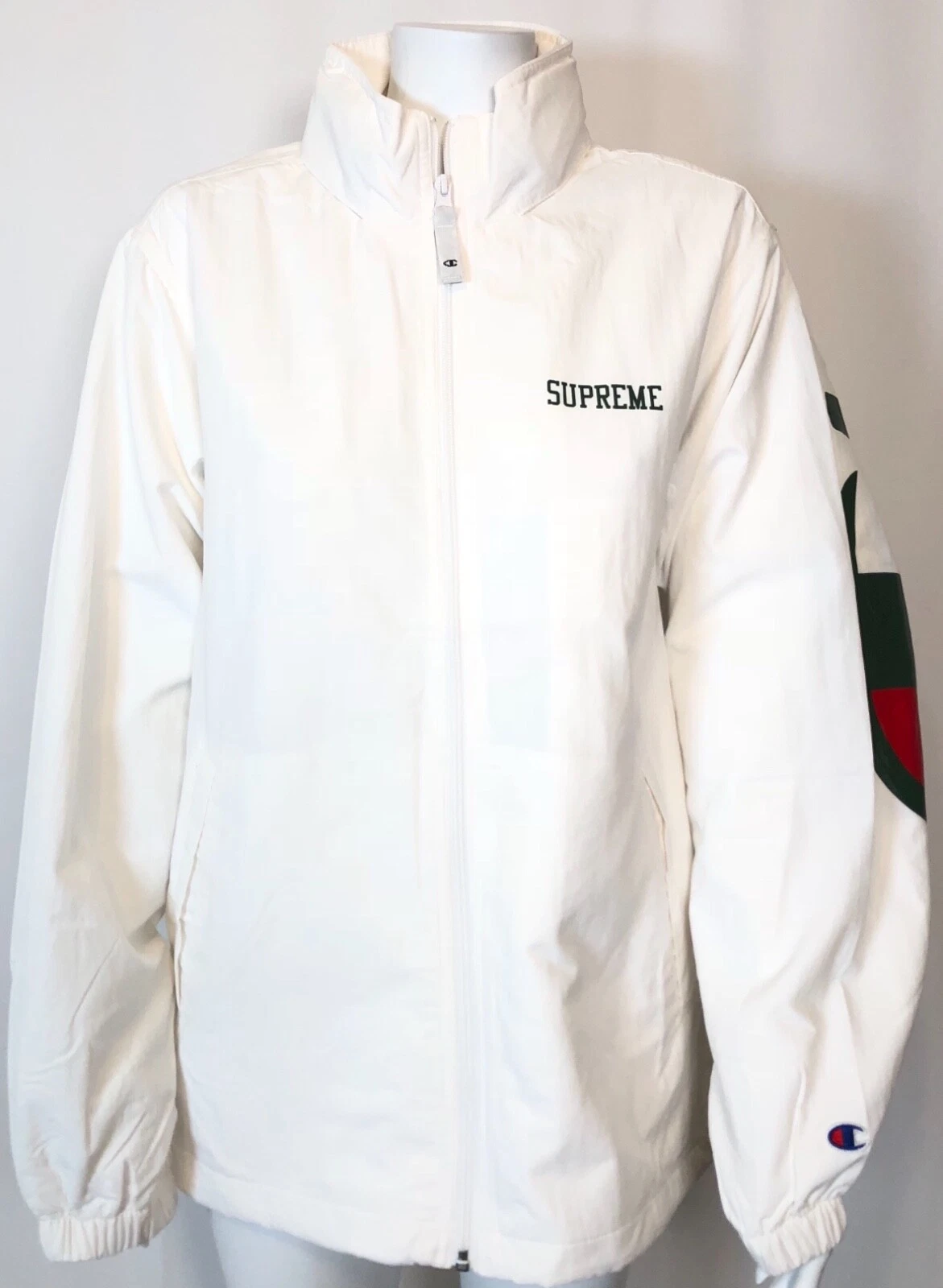 Veste de survêtement Champion Supreme blanc vert logo taille L NEUVE authentique