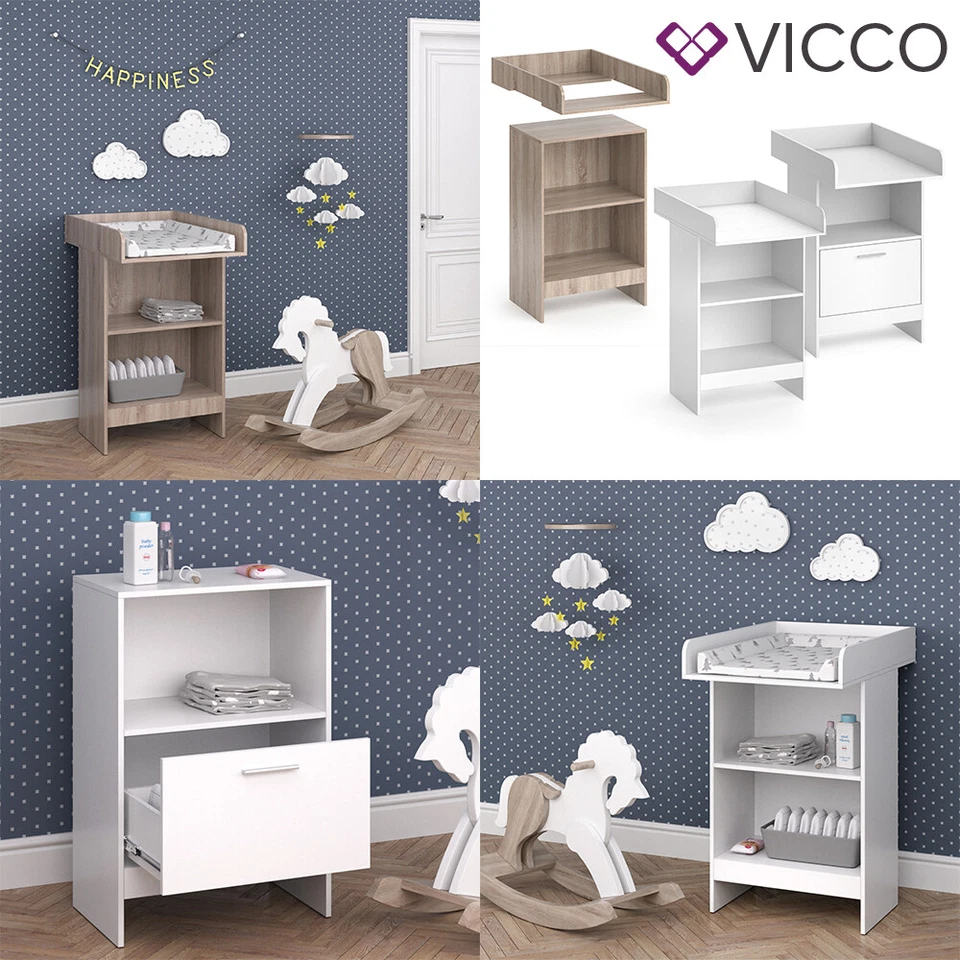 Wickeltisch Wickelkommode Wickelschrank Leo Wickelaufsatz Schublade Vicco