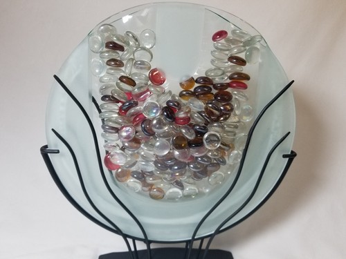 Art Clear Glass Flower Vase for Artificial Flowers Only with Metal Stand - Picture 6 of 7