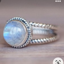 Natural Moonstone Gemstone 925 Sterling Silver Wedding Ring Gift For Her A-1009