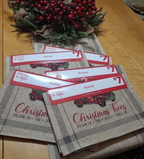 Holiday Burlap Table Runner Christmas Tree Red Truck 13"x68" NEW x 5 Banquet Lot