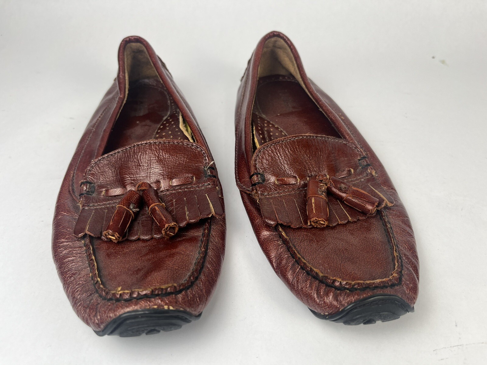 SAOLA Mocassino uomo LL Bean marrone suola in pelle slip on taglia 7 5 made in El Salvador