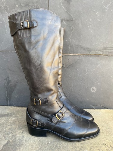 Belstaff Trailmaster Tall Brown Leather Boots Rider Italy Biker - EU 37 | US 7 - Picture 6 of 9