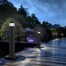Image of Modern LED Bollard Garden Lamp Post Stainless Steel or Black Outdoor Path Lights