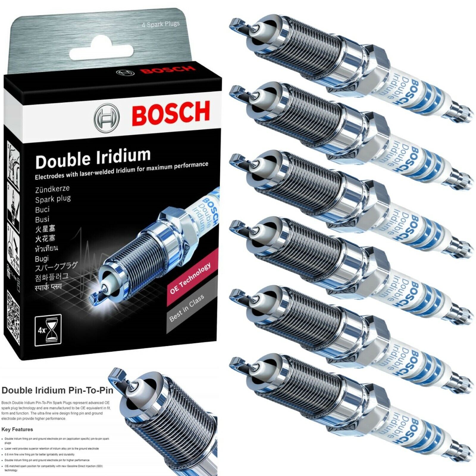 6 New Bosch Double Platinum Spark Plugs For 1988-1991 TOYOTA CAMRY V6-2.5L