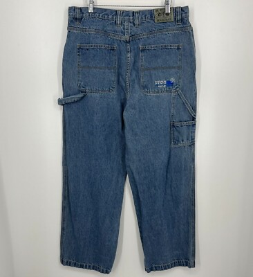 OTB One Tough Brand Carpenter Jeans Men's Size 36 Blue Vtg Y2K Embroidered Baggy