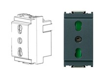 VIMAR 16203 BIPRESA SECURY STANDARD ITA 2 P + T 16 A P17/11 GRIGIO SERIE IDEA