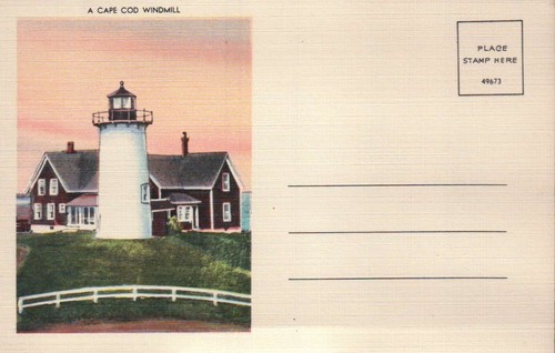 Eine Cape Cod Windmühle Massachusetts MA --- alte Vintage Standard Leinen Postkarte - Bild 1 von 2