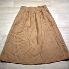 60s Panther Wool Blend Midi Skirt Beige Pockets VTG 1960s Academia