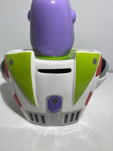 NWT Disney Pixar TOY STORY Buzz Lightyear Ceramic Piggy Coin Bank Breakable - Picture 2 of 5