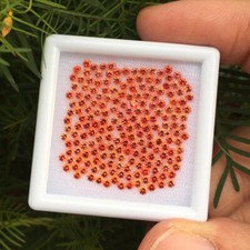 1.7mm. ROUND MACHINE CUT 35 PCS NATURAL SPARKLING ORANGE SAPPHIRE GEMSTONE