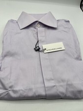 Steven Land Men  s Dress Shirt Size Small 14.5 32/33 Light Purple French Cuff NWT