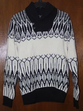 GAP Mens New $90 Shawl Collar Lambs Wool Blend Sweater M Medium White Black NWT