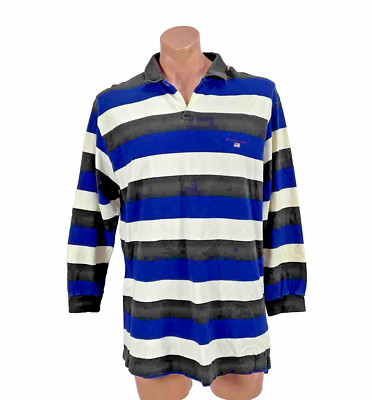VTG 90s y2k Polo Sport Ralph Lauren Blue Black White Striped VTG 90s y2k Polo Sport Ralph Lauren Blue Black White Striped