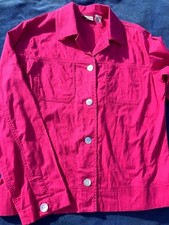 CHICO'S Hot Pink Fuschia Geometric BOUTIQUE JACKET BLAZER Womens Sz 0 / S / 4 6