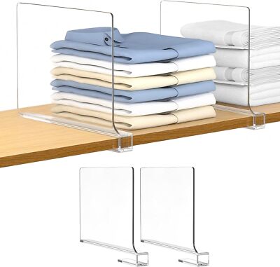 Aolloa 4 PCS Shelf Dividers for Closet Organization Acrylic Clear Closet Shelf