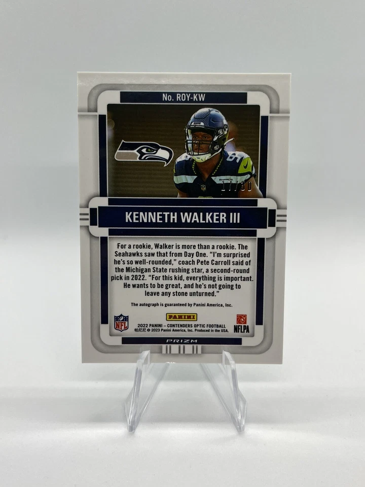 Kenneth Walker III 2022 Contenders Optic ROY Green Pulsar Auto 17/30 Seahawks - Image 2 of 2