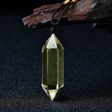 Natural Citrine Crystal Pendant Yellow Quartz Hexagon Point Charm Necklace