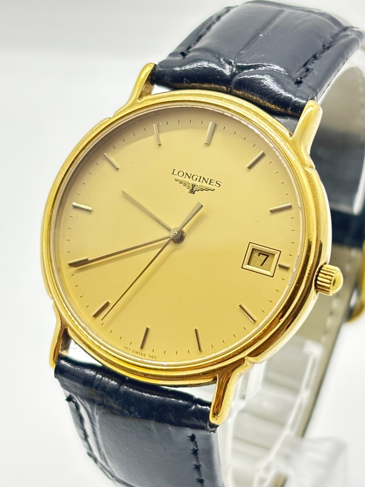 [Near MINT] Longines Grand Classic 157.7411 Gold Dial Date Men's Watch Used F/S