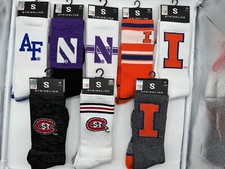 ONE PAIR MENS NCAA STRIDELINE CREW SOCKS ILLINI WILDCATS AIR FORCE HUSKIES M/L