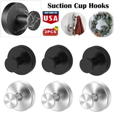 2Pcs Suction Cup Hooks Waterproof Bathroom Towel Hanger Punch-Free Shower Hooks