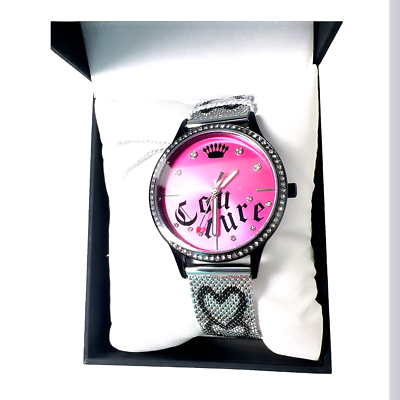 Juicy Couture Black Label Womens Pink Face Silver Tone 