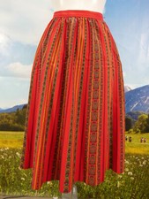 Trachtenrock rot Baumwolle mit wunderschönem Blumen Muster Trachten Rock Gr.42