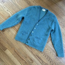 Vintage 60  s Men  s Grant Crest Mohair Cardigan Sweater Kurt Cobain Small 38