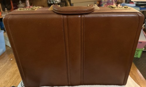 Unbranded Leather Briefcase, Suede Lining, Combination Locks, Brass Feet