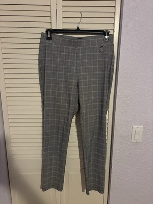 Tommy Hilfiger Women's Gray Plaid Flat Front Dress Pants Polyester Blend
