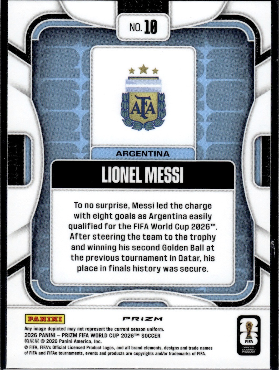 Panini World Cup Prizm Silver Disco Lionel Messi view 2