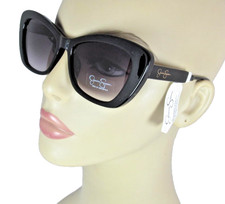 JESSICA SIMPSON Glossy Black Cat Eye Sunglasses Purple Gradient Lenses J6441-OX