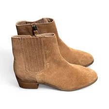 Soludos Delancey Suede Booties Women’s Size 6.5 Tan Leather Ankle Boots
