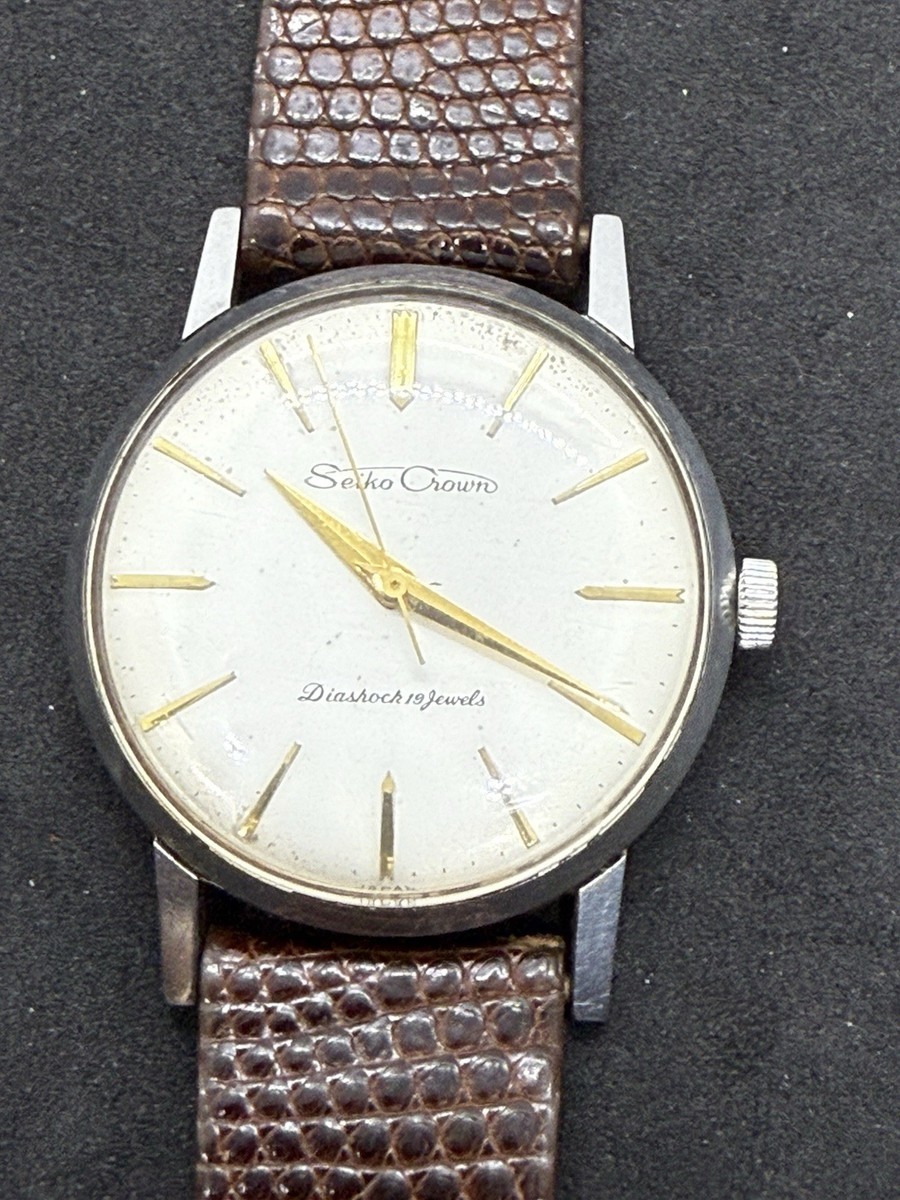 Vintage Seiko Crown 14036 Diashock 19J Mechanical Men's Watch 1960