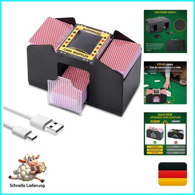 Zonjie Elektrischer Kartenmischer 4 Decks USB/Batteriebetrieb, Automatischer ...