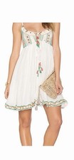Raga Coastland Babydoll Boho Gauzy Dress Ivory Mirror/Embroidered Size Small NWT