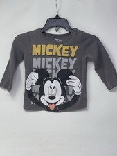Disney Junior Mickey Mouse Graphic Print Long Sleeve Crew Neck T-Shirt 3T Gray