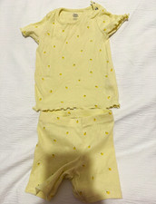 F&F Baby Yellow Fruit Ribbed Cotton T-Shirt & Shorts 2-Piece Set 3-6M