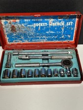Vintage Mark-i Ratchet Socket Set 14 Drive Made In Japan With Metal Case