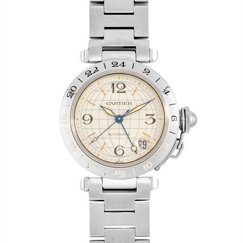 Cartier W31078M7 2377 Pasha C Meridien GMT wristwatch automati...