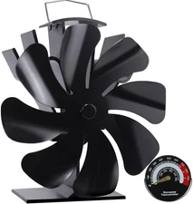 VODA Wood Stove Fan Heat Powered Fireplace Fans Non Electric, 8 Blades Heat Acti