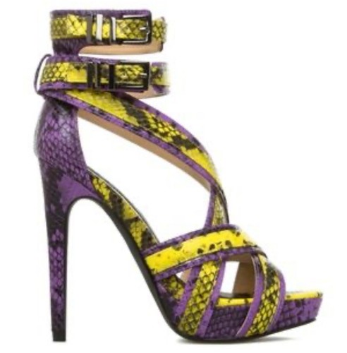 Scene Weaver Women Purple & Yellow Heels Size 6 1/2