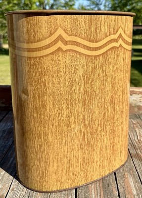 MCM Vintage WEIBRO Garbage Can Metal Wood Grain 14  X 12  X 8  Chicago USA