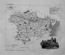 1830 - Dipartimento Ande Carta Incisa Mappa Francia