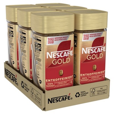 NESCAFÉ GOLD Entkoffeiniert, löslicher Bohnenkaffee, koffeinfrei (6 x 95g)
